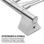 Flexzion Bath Towel Rack Shelf, 4-Bar Swing Out Folding Arm & Shower Hook, 14in Wall Mounted Adjustable Swivel Hanging Rail, Bathroom Hanger Set, Brushed Chrome Drying Holder for Washcloth, Bathing