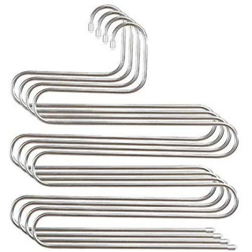 5pcs Multi Pants Hangers Rack for Closet Organization,Stainless Steel S-Shape 5 Layer Clothes Hangers for Space Saving Stora 5pcs Multi Pants Hangers Rack for Closet Organization,Stainless Steel S-Shape 5 Layer Clothes Hangers for Space Saving Stora