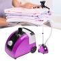 Garment Steamer, Heavy Duty Powerful 1500w Fast-Heating Standing Full Size Clothes Fabric Steamer with 11 Steam Levels, Fabric Brush, Garment Hanger, Retractable Pole for Home Office (Purple)