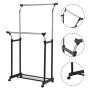 Rolling Clothes Hanger Shoe Rack Portable Double Rail Adjustable Garment Rack For good helper to organize your clothes and shoes.