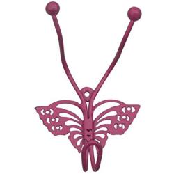 Indianshelf Handmade 1 Artistic Vintage Pink Metal Butterfly Coat Hooks Holders/Key Hooks for Wall