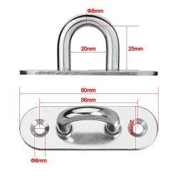 Bluecell 2pcs Heavy Duty U-Shaped Design Stainless Steel Oblong Plate Staple Ring Hook Wall Mount Hanger with Screws (80mm)