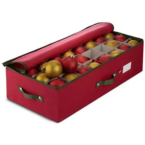 ZOBER Underbed Christmas Ornament Storage Boxes Zippered Closure - Stores up to 64 of The 3-inch Standard Christmas Ornaments, and Xmas Holiday Accessories Storage Container with Dividers & Two Handles ZOBER Underbed Christmas Ornament Storage Boxes Zippered Closure - Stores up to 64 of The 3-inch Standard Christmas Ornaments, and Xmas Holiday Accessories Storage Container with Dividers & Two Handles