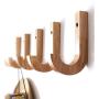 WINGOFFLY Decorative Wooden Hanging Coat Hat Hooks Modern Clothes Wall-Mounted Hanger Rack for Room Decor, Nature
