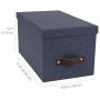 Bigso Silvia Canvas Fiberboard Organizational Storage Box, 5.9 x 6.5 x 11.6 in, Blue