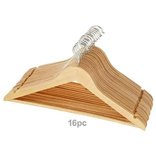 THE UM24 Natural Wood Cloth Suit Hangers - 16 Pack THE UM24 Natural Wood Cloth Suit Hangers - 16 Pack