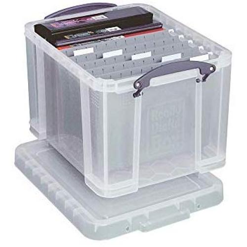 Really Useful Boxes(R) Plastic Storage Box, 32 Liters, 12in.H x 14in.W x 19in.D, Clear, 32C