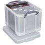 Really Useful Boxes(R) Plastic Storage Box, 32 Liters, 12in.H x 14in.W x 19in.D, Clear, 32C