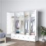 KOUSI Portable Closet Wardrobe Closet Room Closet with Doors Wardrobe with Storage Wardrobes for Bedrooms Portable Closet Wardrobe Bedroom Armoire, White, 10 Cubes + 5 Hanger