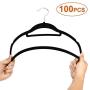 Adumly 100PCS 360 Degree Non Slip Velvet Clothes Suit/Shirt/Pants Velvet Hangers Black