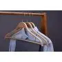 Plywood Bent Wood Solid Wooden Light Weight Coat Shirt Suit Hangers with Non-Slip Pant Bar, 10-Pack, Natural Finish