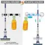 Favbal Broom Mop Holder Wall Mount Stainless Steel Wall Mounted Storage Organizer Heavy Duty Tools Hanger with 3 Racks 4 Hooks for Kitchen Bathroom Closet Office Garden