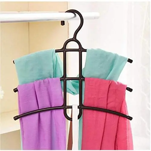 Multifunctional Creative Fishbone Anti-Skid Multi Layers Clothes Hanger Plastic Scarf Clothes Hangers Hangers Storage Racks 5pcs Random Color