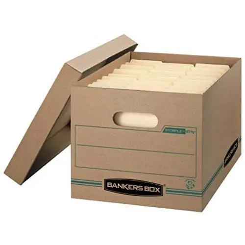 Bankers Boxes STOR/FILE Storage Boxes, Standard Set-Up, Lift-off Lid, 100% Recycled, Letter/Legal, Case of 12 (1277601) Bankers Boxes STOR/FILE Storage Boxes, Standard Set-Up, Lift-off Lid, 100% Recycled, Letter/Legal, Case of 12 (1277601)