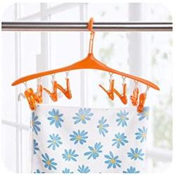 Clothes Hanger Hooks Windproof Hanger with Clip Multi-Function Plastic Candy Color Hanger Sock Drying Rack(Orange)