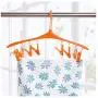 Clothes Hanger Hooks Windproof Hanger with Clip Multi-Function Plastic Candy Color Hanger Sock Drying Rack(Orange)