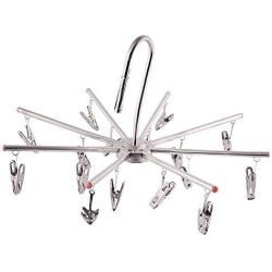 Stainless Steel Foldable Portable Home Outdoor Camping Travel Clothes Hanger Hook Shirts Sweaters Dress Drying Rack Underwear Hanging Dryer