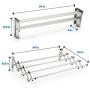 AERO W Space Saver Racks Stainless Steel Wall Mounted Collapsible Laundry Folding Clothes Drying Rack 60 Pound Capacity 22.5 Linear Ft Clothesline