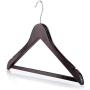 HANGERWORLD 10 Mahogany 17.7inch Wooden Notched Coat Clothes Garment Non Slip Inlaid Pants Bar Hangers