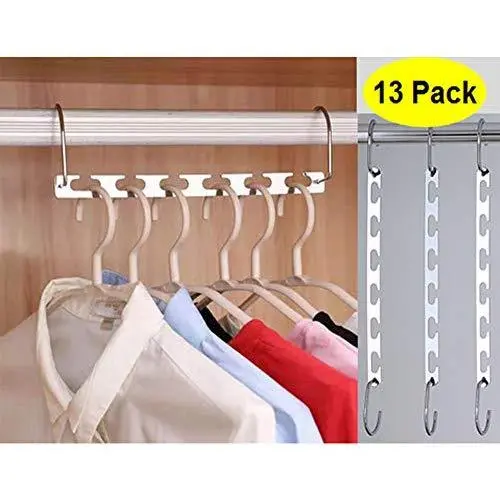 SURPRIZON Metal Magic Hangers Space Saving Clothes Hangers Organizer Smart Closet Space Saver with Sturdy Stainless Steel for Heavy Clothes (13 Pack)