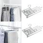 Bluefringe Pants Hangers Space Saving - 5 Layers Stainless Steel Multi Trouser Hangers Rack for Pants Slack Jeans Towel Scarf Ties Belts Clothes Storage (1 Pcs)