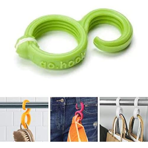 FusionBrands GoHook, Green - Versatile Magnetic Hooks Hold Essential Go-To Items in the Kitchen, Bathrooms, Closets, and On the Go-Flexible S Hook Design is Portable, Easy to Use, and Holds Up to 3lbs