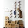 NUOCHEN Wall Hooks Bamboo Wooden Hanging Coat Rack Wall Clothes Hanger Living Room Bedroom Decoration Hanger Wall Shelves 6 Hooks (Color : Retro Color)