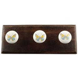 Indianshelf Handmade 1 Artistic Vintage Multicolor Wooden Butterfly Rail Hooks Holders/Clothes Hooks Over Door