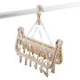 Wifehelper Underwear Drying Rack, 32 Clips Folding Clothes Hanger Portable Plastic Windproof Hanging Drying Rack for Drying Socks,Towels,Baby Clothes,Underwear(Beige)