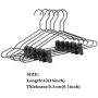 Metal Wire Clothes Hangers Adjustable Clips, Non Slip Space Saving Multifunction for Pants Sweater Jackets Shirts Scarfs Sling Clothes-Black 20-Pack