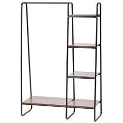 IRIS USA, Inc. PI-B3 IRIS Metal Garment Rack with Wood Shelves, Black/Dark Brown