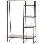 IRIS USA, Inc. PI-B3 IRIS Metal Garment Rack with Wood Shelves, Black/Dark Brown