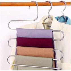 5 Layers S Shape Multifunctional Clothes Hangers Pants Storage Hangers Cloth Rack Multilayer Storage Cloth Hanger 5PC