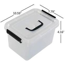 Hommp 5 Liter Clear Storage Boxes Containers, 4-Pack Plastic Latching Boxes with Lid