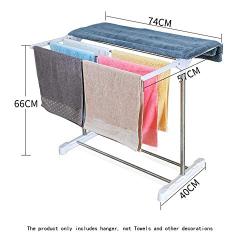 Drying Space Su Stainless Steel Floor Type No Punching Towel Rack，Indoor and Outdoor Mini Airing Rack Simple and Easy Clothes Hanger (Color : No Wheels)