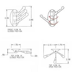 Leyden TM Foldable Arms Coat Hook Three Towel/Clothes Hanger for Bathroom Kitchen Wall Mount Brushed Nickel, 1 Piece