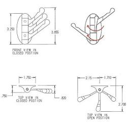 Leyden TM Three Foldable Arms Coat Hook Three Towel/Clothes Hanger for Bathroom Kitchen Wall Mount Brushed Nickel, 2 Pieces