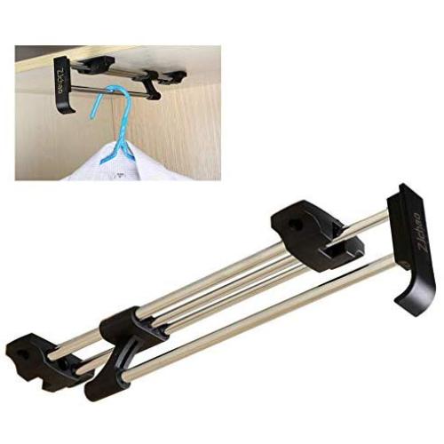 ZJchao Heavy Duty Retractable Closet Pull Out Rod Wardrobe Clothes Hanger Rail Towel Ideal for Closet Organizer Polished Chrome (30cm/ 11.8 Inches)