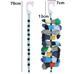 EDS 3PCs Adjustable Socks Storage Organizer Non-Slip Hanging Rope Hook Clips Sock Cleaning Aid Tool Socks Drying Hanger Clothesline Random Color Sent