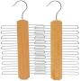 Inveroo Wood Tie Hangers for 20 Ties Or Belts Wood Clothes Hangers for Ties and Accessories (2 Hangers)