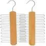 Inveroo Wood Tie Hangers for 20 Ties Or Belts Wood Clothes Hangers for Ties and Accessories (2 Hangers)