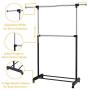 Tangkula Rolling Garment Rack, Clothes Racks Organizer, Adjustable Double Rod Garment Rack Clothes Hanger Stand Organizer