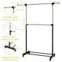 Tangkula Rolling Garment Rack, Clothes Racks Organizer, Adjustable Double Rod Garment Rack Clothes Hanger Stand Organizer