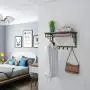 VASAGLE Industrial Coat Rack Shelf Wall Mounted, Coat Hooks Shelf with Hanging Rail, 5 Metal Removable Hooks and Storage Shelf for Entryway Hallway Bedroom Bathroom Living Room ULCR13AX VASAGLE Industrial Coat Rack Shelf Wall Mounted, Coat Hooks Shelf with Hanging Rail, 5 Metal Removable Hooks and Storage Shelf for Entryway Hallway Bedroom Bathroom Living Room ULCR13AX