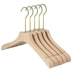 SAASNY Suit Hangers,High Grade Wooden Clothes Hangers 38 X 3 X 29 cm Set of 10 with Natural Wood Color Fine Polished and 2 Grooves and Non-Slip Durable,Ideal for Home and Shops