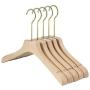 SAASNY Suit Hangers,High Grade Wooden Clothes Hangers 38 X 3 X 29 cm Set of 10 with Natural Wood Color Fine Polished and 2 Grooves and Non-Slip Durable,Ideal for Home and Shops