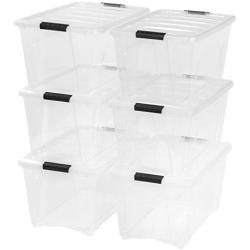 IRIS 53 Quart Stack & Pull Box, 6 Pack, Clear