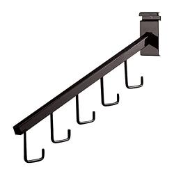 5-J-Hook Waterfall Black Faceout for Wire Grid and Grid Wall - Pack of 5