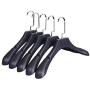 BRUIO Plastic Black Anti-slip Hangers Wide Shoulder Clothing Suit Hanger Clothes Rack,5PCS