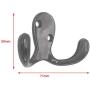 Latom Double Prong Robe Hooks Heavy Duty Wall Mounted Rustic Hanging Hooks Retro Cloth Hanger Coat Hanger - Pack of 6